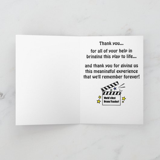 's Werelds beste drama-leraar met klapbord Bedankkaart (Binnen)