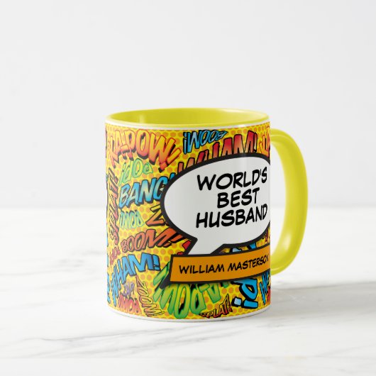 's Werelds beste echtgenoot Cool Fun Comic Book Mok (Voorkant rechts)