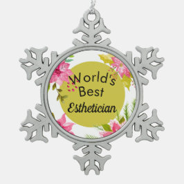 's Werelds beste estheticiaanse versiering Tin Sneeuwvlok Ornament