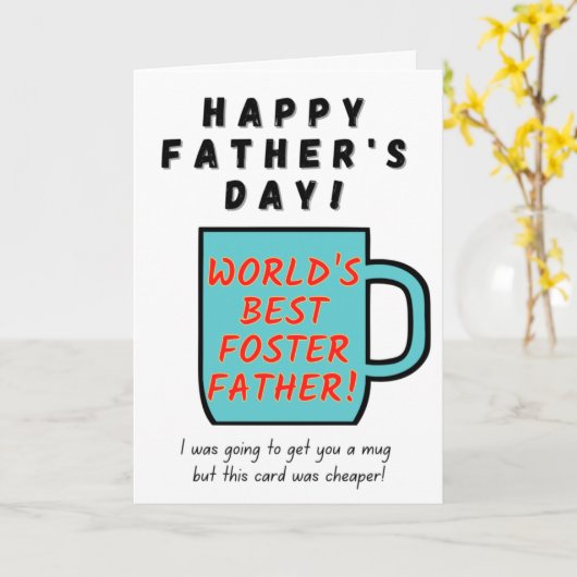 's Werelds beste Foster Vader Mok Card - Vaderdag Kaart (Gele Bloem)