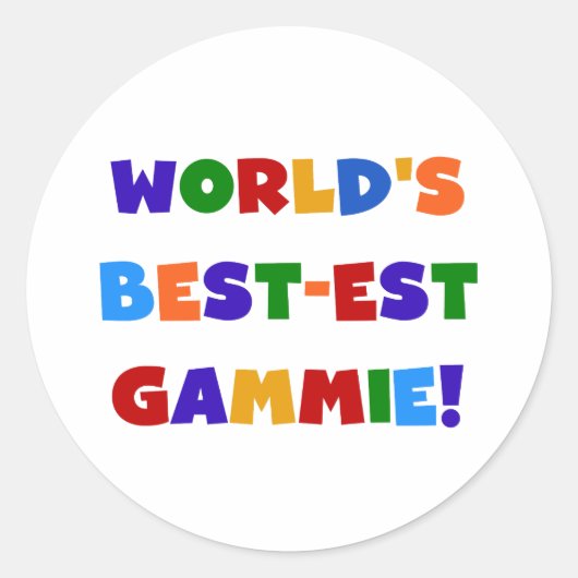 'S Werelds Beste Gammie Heldere Kleuren Geschenken Ronde Sticker (Voorkant)