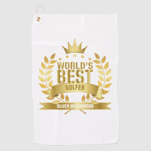 's Werelds Beste Golfer Gold 5 Star Golfhanddoek (Voorkant)