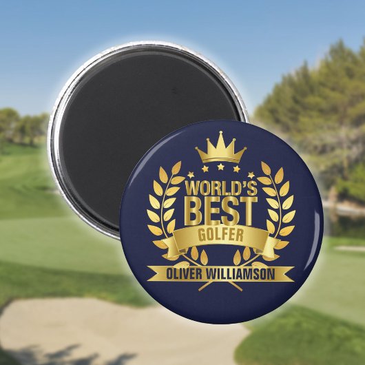 's Werelds beste golfer marine blauw en goud 5 ste Magneet