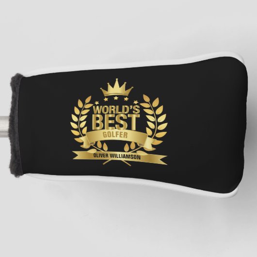 's Werelds beste golfer zwart en goud 5 sterren Golfheadcover (Voorkant)