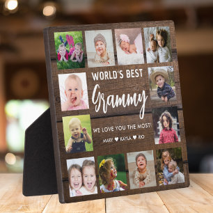 'S Werelds Beste Grammy 12 Foto Grandkids Rustic W Fotoplaat