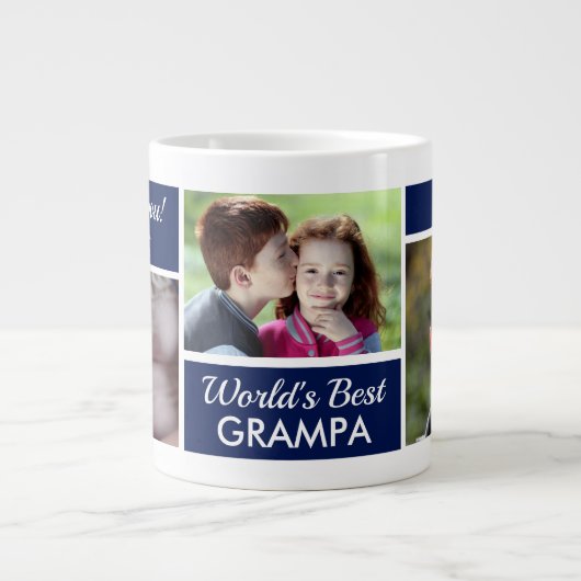 's Werelds beste Grampa Photo Collage Giant Coffee Grote Koffiekop (Voorkant)