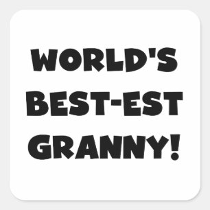'S Werelds Beste Granny Black Text Tshirts Geschen Vierkante Sticker