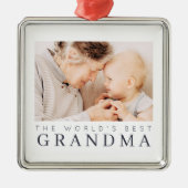 's Werelds beste grootmoeder moderne eenvoudige fo Metalen Ornament (Voorkant)