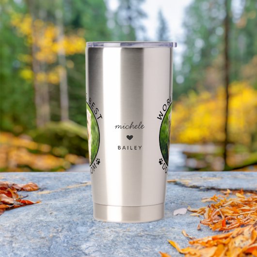 'S Werelds Beste Hond Mam Custom Huisdier Naam Fot Geïsoleerde Drinkbeker (Buiten)