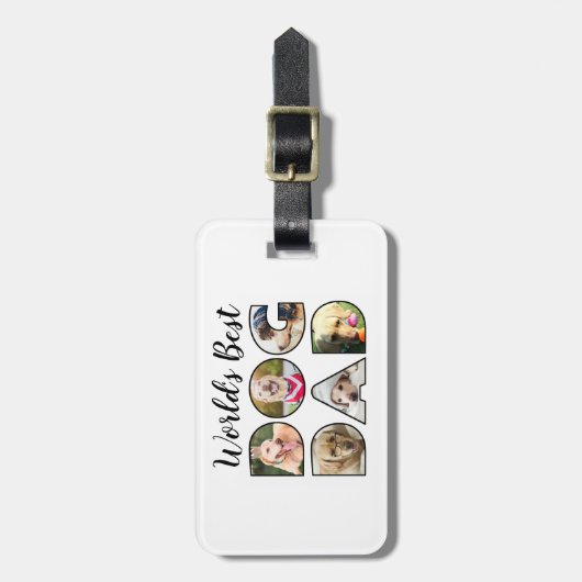 's Werelds Beste Hond Pap Quote 6 Foto Collage Scr Bagagelabel (Voorkant verticaal)