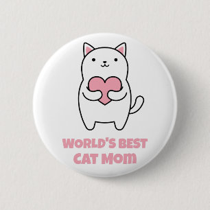 's Werelds beste kat mam Kat van de hartenliefde Ronde Button 5,7 Cm