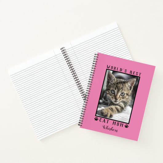 's Werelds beste kat mam schildert foto's Pet roze Notitieboek (Binnen)