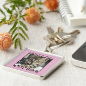 's Werelds beste kat mam schildert foto's Pet roze Sleutelhanger (Zijkant)