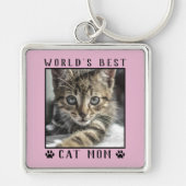 's Werelds beste kat mam schildert foto's Pet roze Sleutelhanger (Voorkant)