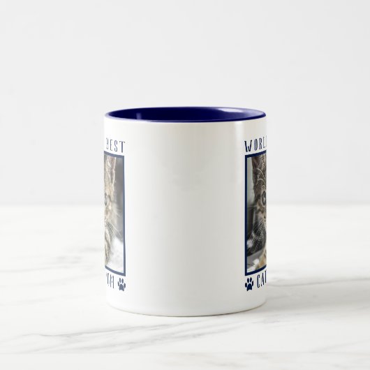 's Werelds beste kat mam schildert foto's van huis Tweekleurige Koffiemok (Center)