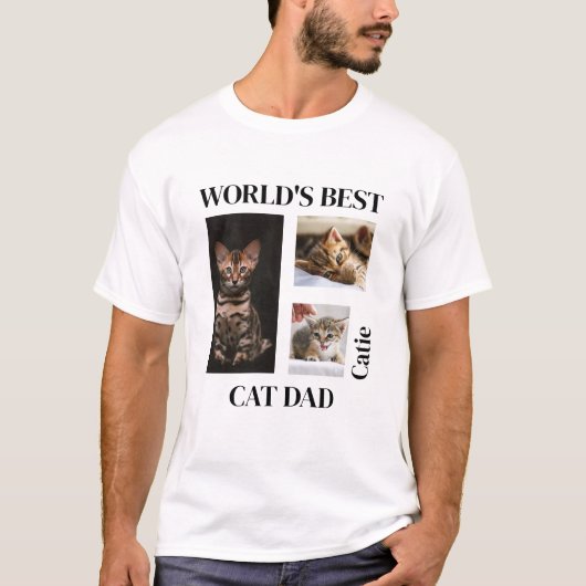 'S Werelds Beste Kat Papa Custom Name Gift T-shirt (Voorkant)