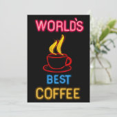 's Werelds beste koffie neon teken Feestdagenkaart (Staand voorkant)