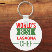 's Werelds beste Lasagna Chef Button Sleutelhanger (Voorkant)