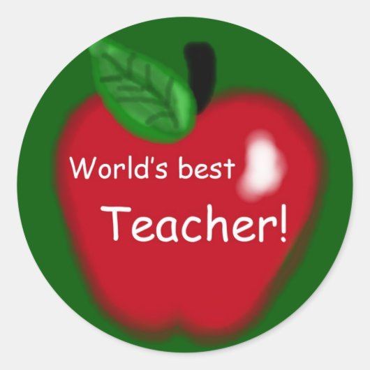 's Werelds Beste Leraar Apple op Groene Ronde Stic Sticker (Voorkant)