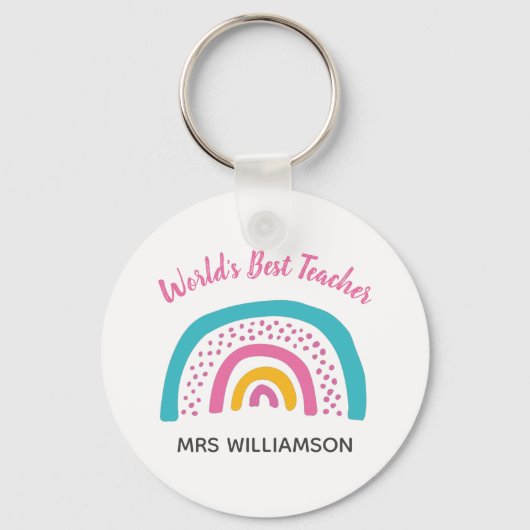 's Werelds beste leraar heldere regenboog Sleutelhanger (Voorkant)