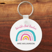 's Werelds beste leraar heldere regenboog Sleutelhanger (Voorkant)