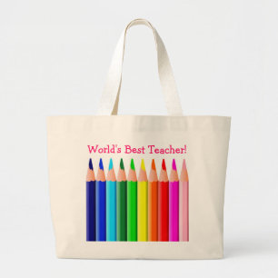 's Werelds beste leraar in kleur Pencils Grote Tote Bag