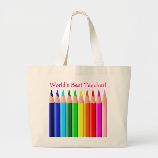 's Werelds beste leraar in kleur Pencils Grote Tote Bag (Voorkant)