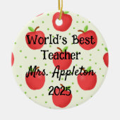 'S Werelds beste leraar met Apple-accenten op maat Keramisch Ornament (Voorkant)