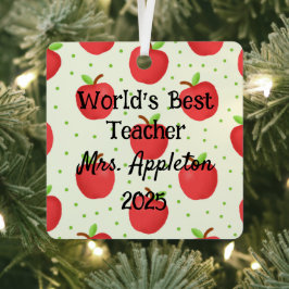 'S Werelds beste leraar met Apple-accenten op maat Metalen Ornament