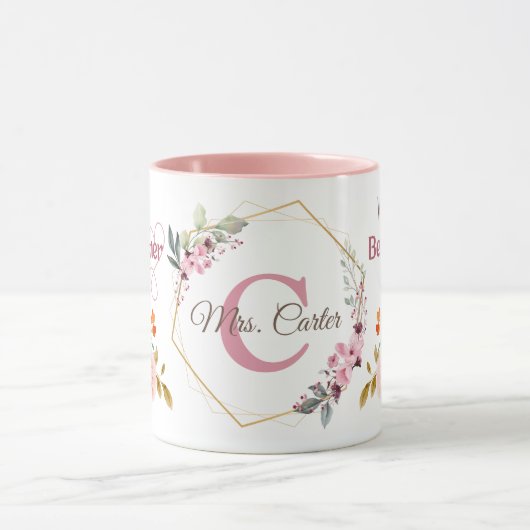 's Werelds beste leraar ooit Floral gepersonalisee Mok (Midden)