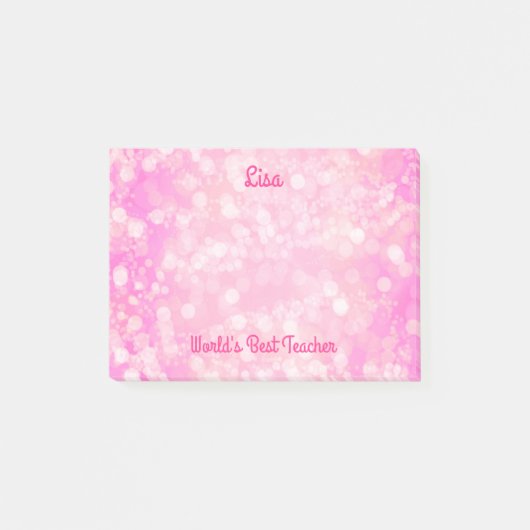 's Werelds beste leraar Pink Bokeh Post-it® Notes (Voorkant)
