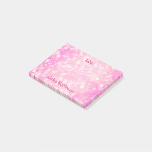 's Werelds beste leraar Pink Bokeh Post-it® Notes (Schuin)