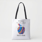 'S Werelds Beste Leraar Rainbow Apple Custom Name Tote Bag (Voorkant)