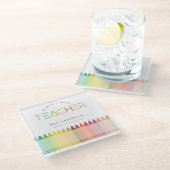 's Werelds beste leraar-regenboogkleuren Glazen Onderzetter (Schuin)