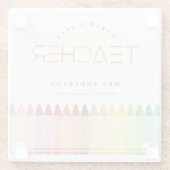 's Werelds beste leraar-regenboogkleuren Glazen Onderzetter (Achterkant)