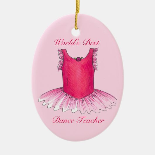 's Werelds beste leraar roze Ballerina Tutu Keramisch Ornament (Voorkant)