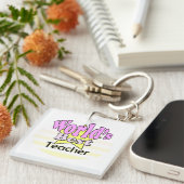 's Werelds beste leraar (roze) Sleutelhanger (Voorkant Rechts)