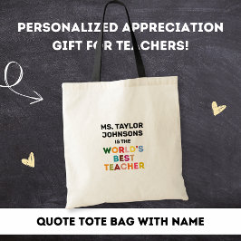 's Werelds beste leraar waardering cadeau op maat Tote Bag
