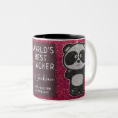 's Werelds beste leraar zwart-wit panda-glitter Tweekleurige Koffiemok (Voorkant rechts)