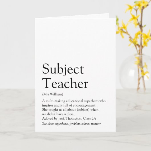 's Werelds beste lerarendefinitie Kaart (Gele Bloem)