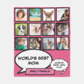 's Werelds beste mam 12 foto collage roze Fleece Deken (Voorkant)