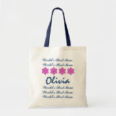 's Werelds beste mam aangepaste naam marine en roz Tote Bag (Voorkant)