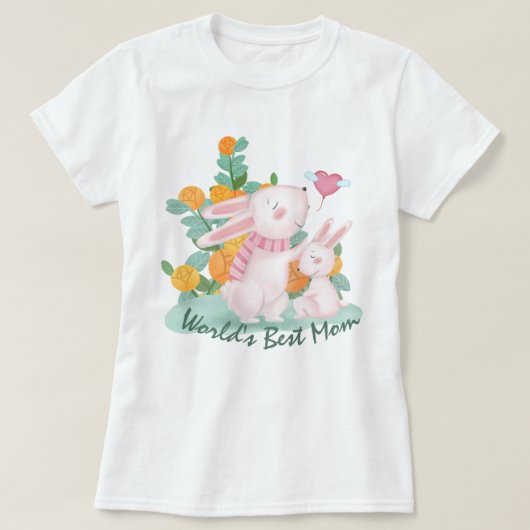 's Werelds beste mam - Bunny Mam en Baby T-Shirt (Design voorkant)