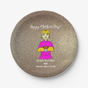 's Werelds Beste Mam Cook Blond Moederdag Papieren Bordje