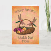 's Werelds beste mam Dragonflies Flowers Birthday Kaart (Voorkant)