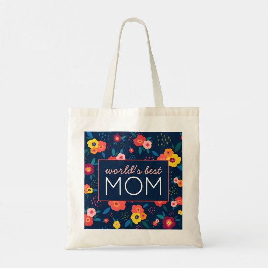 'S Werelds Beste Mam Gift Bloemen Blauw Roze Tote Bag (Achterkant)