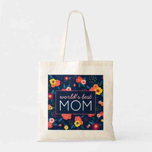 'S Werelds Beste Mam Gift Bloemen Blauw Roze Tote Bag (Voorkant)