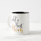 's Werelds beste mam-ontwerp (Gold) voor Tweekleurige Koffiemok (Voorkant links)