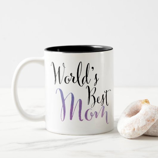's Werelds beste mam-ontwerp (Paars) voor Tweekleurige Koffiemok (Met donut)