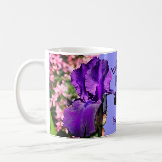 's Werelds beste mam-Paarse Iris-ventilator op maa Koffiemok (Links)